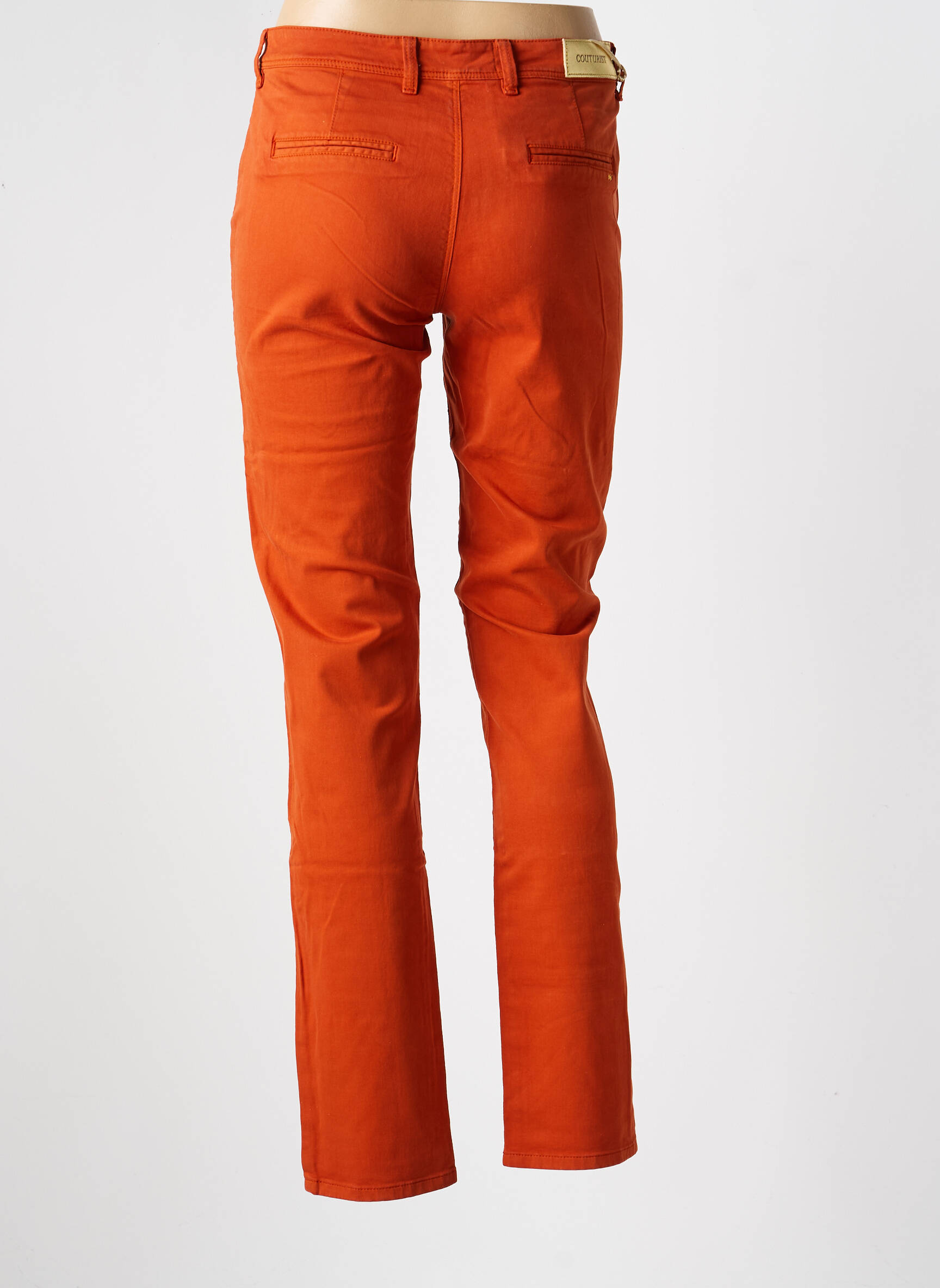 Pantalon slim buzunare portocalie COUTURIST femeie