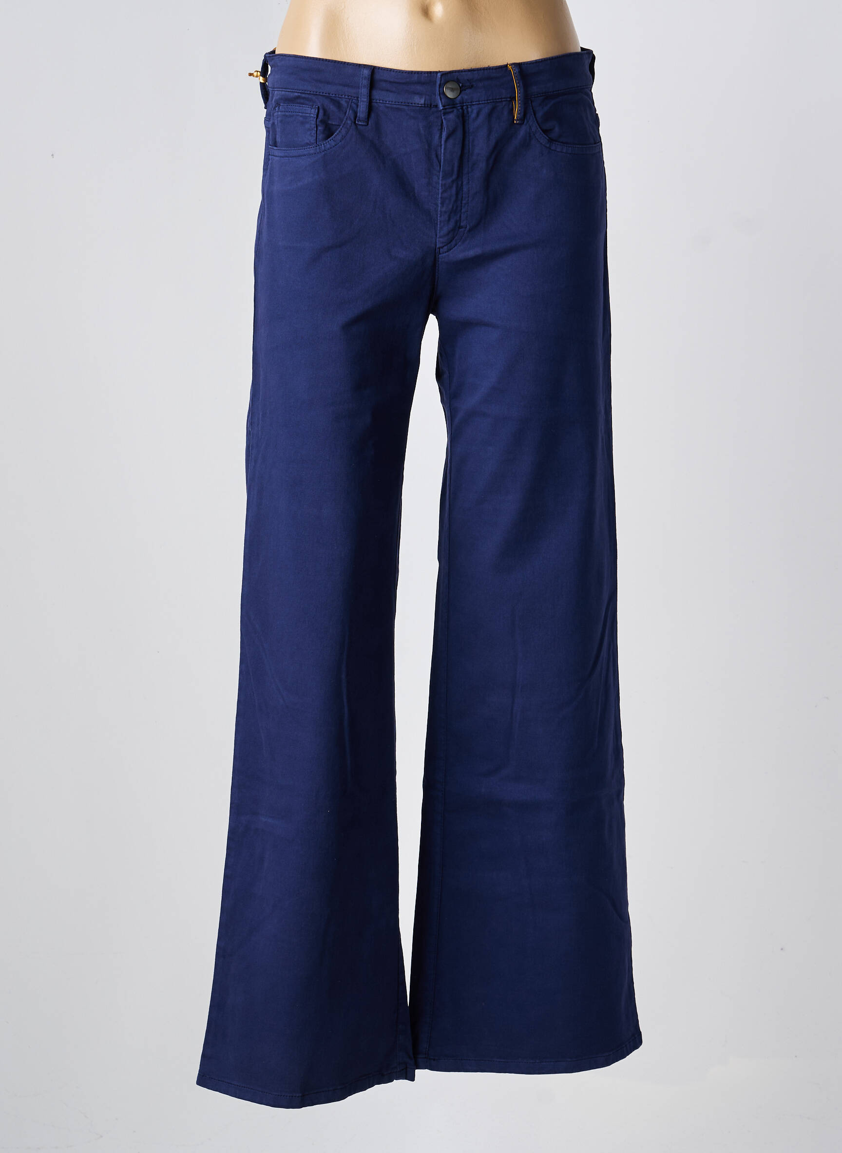 Pantalon evazat închidere cu fermoar sub clapetă cu nasturi albastru COUTURIST femeie