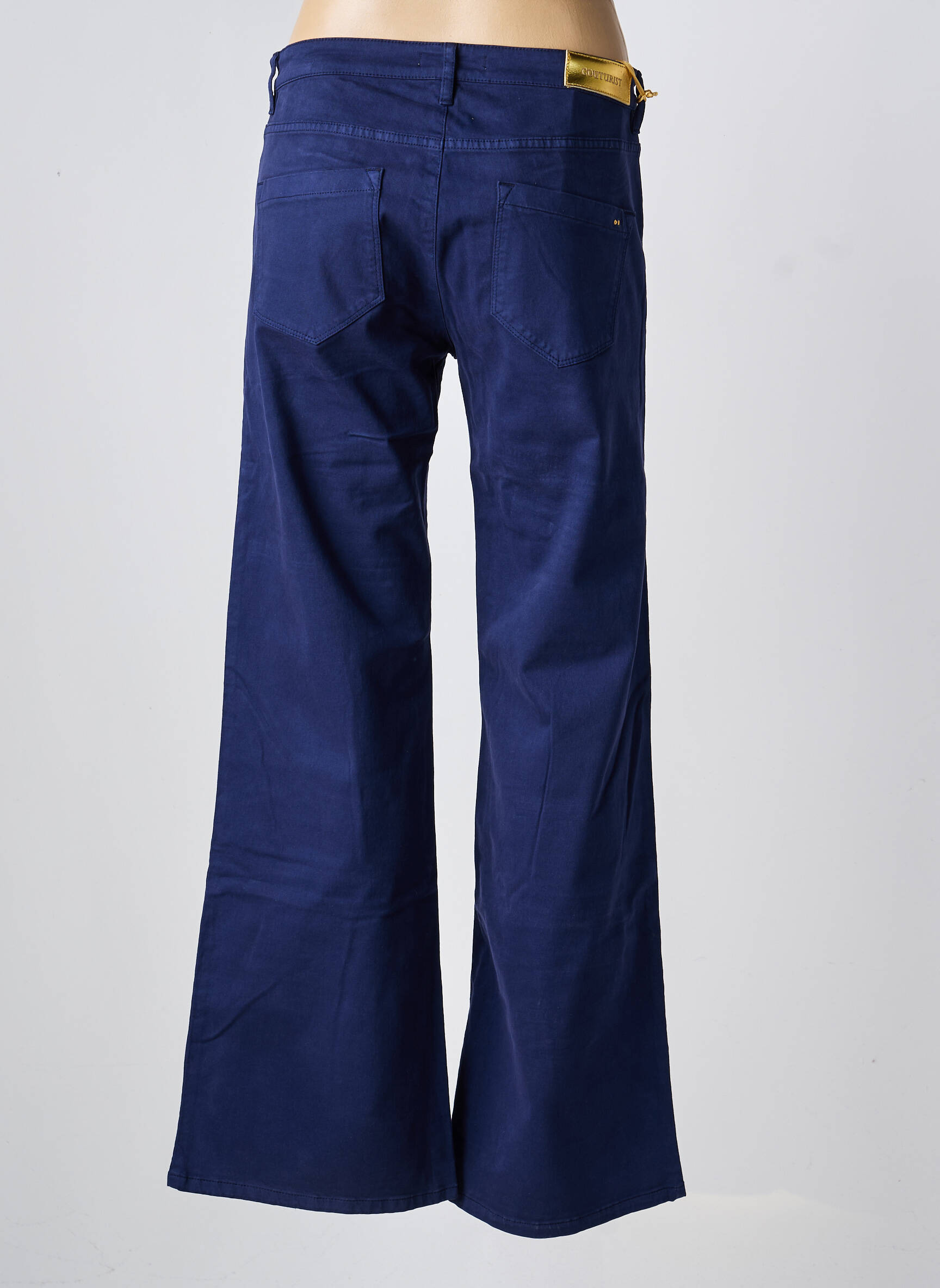 Pantalon evazat închidere cu fermoar sub clapetă cu nasturi albastru COUTURIST femeie