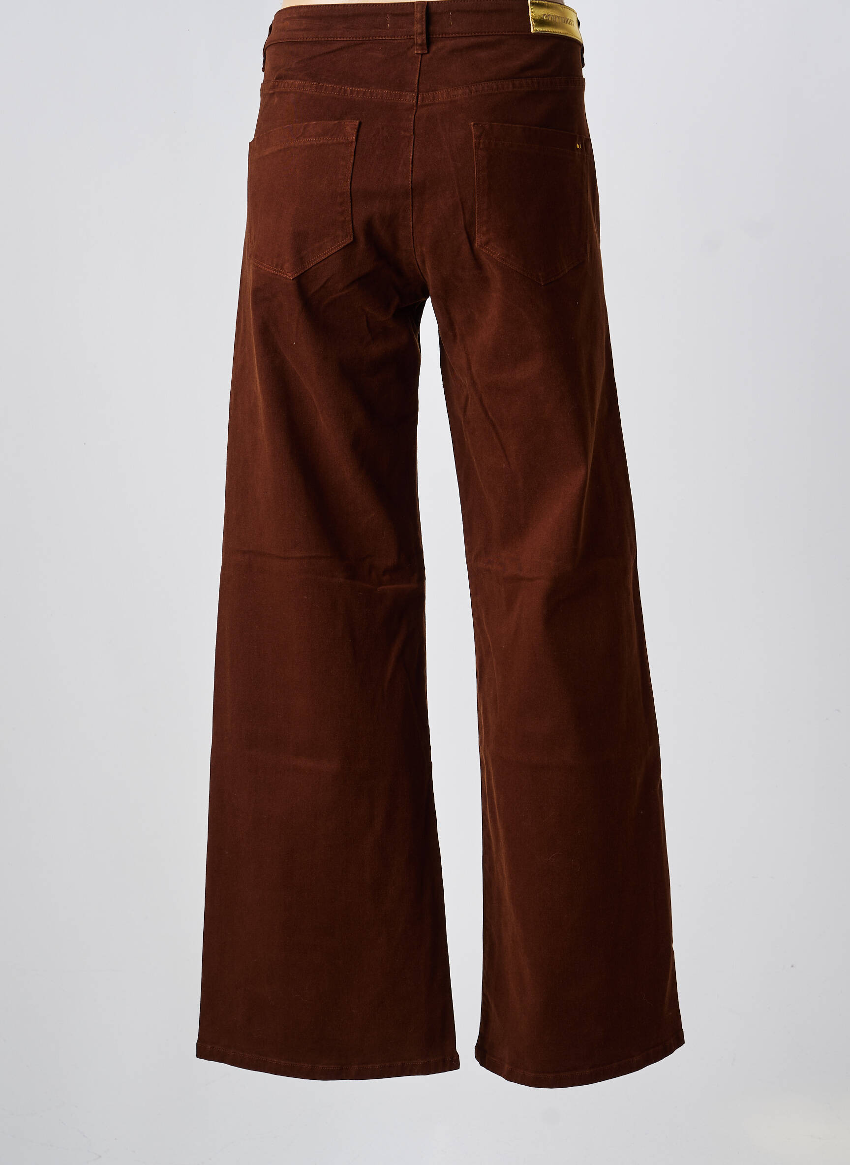 Pantalon evazat închidere cu fermoar sub clapetă cu nasturi cafe deschis COUTURIST femeie