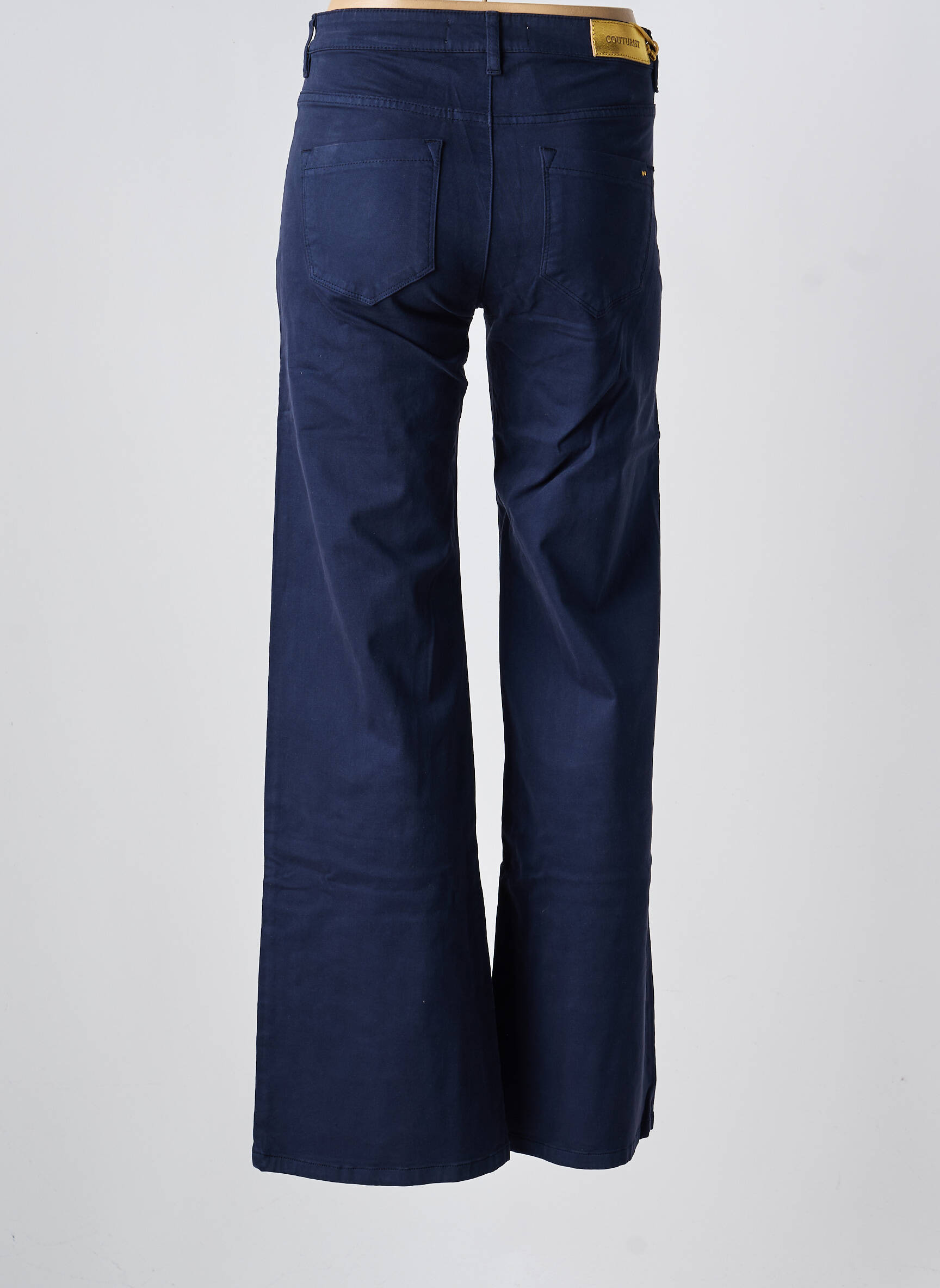 Pantalon evazat închidere cu fermoar sub clapetă cu nasturi albastru COUTURIST femeie