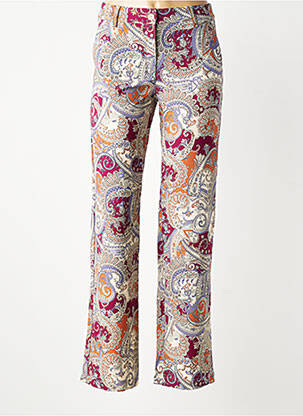 Pantalon drept închidere cu fermoar sub clapetă cu nasturi violet COUTURIST femeie