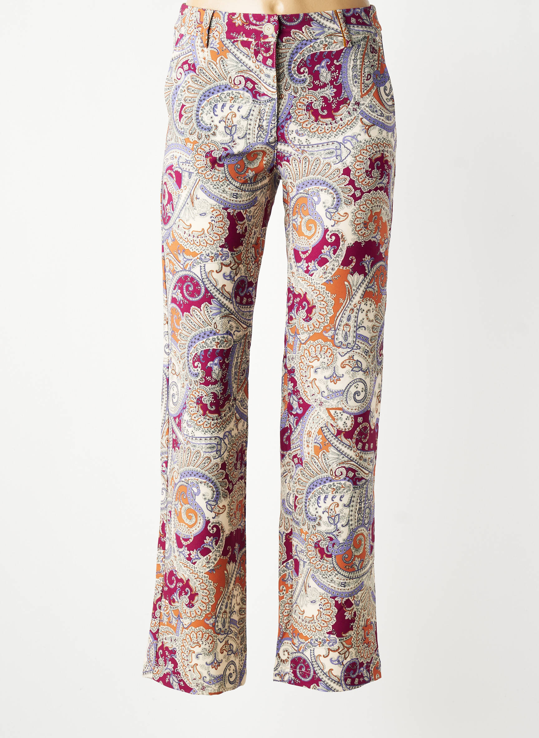 Pantalon drept închidere cu fermoar sub clapetă cu nasturi violet COUTURIST femeie