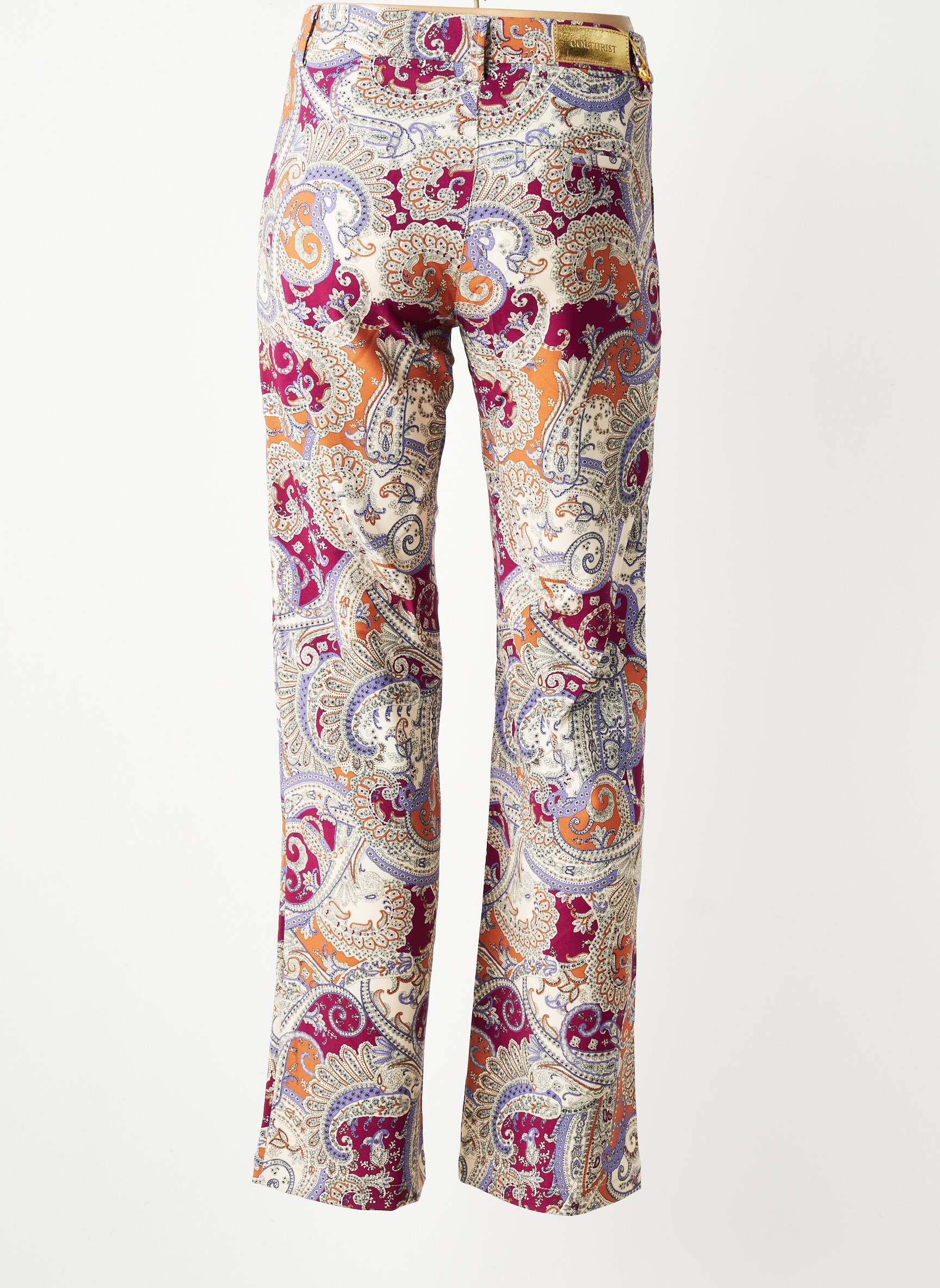 Pantalon drept închidere cu fermoar sub clapetă cu nasturi violet COUTURIST femeie