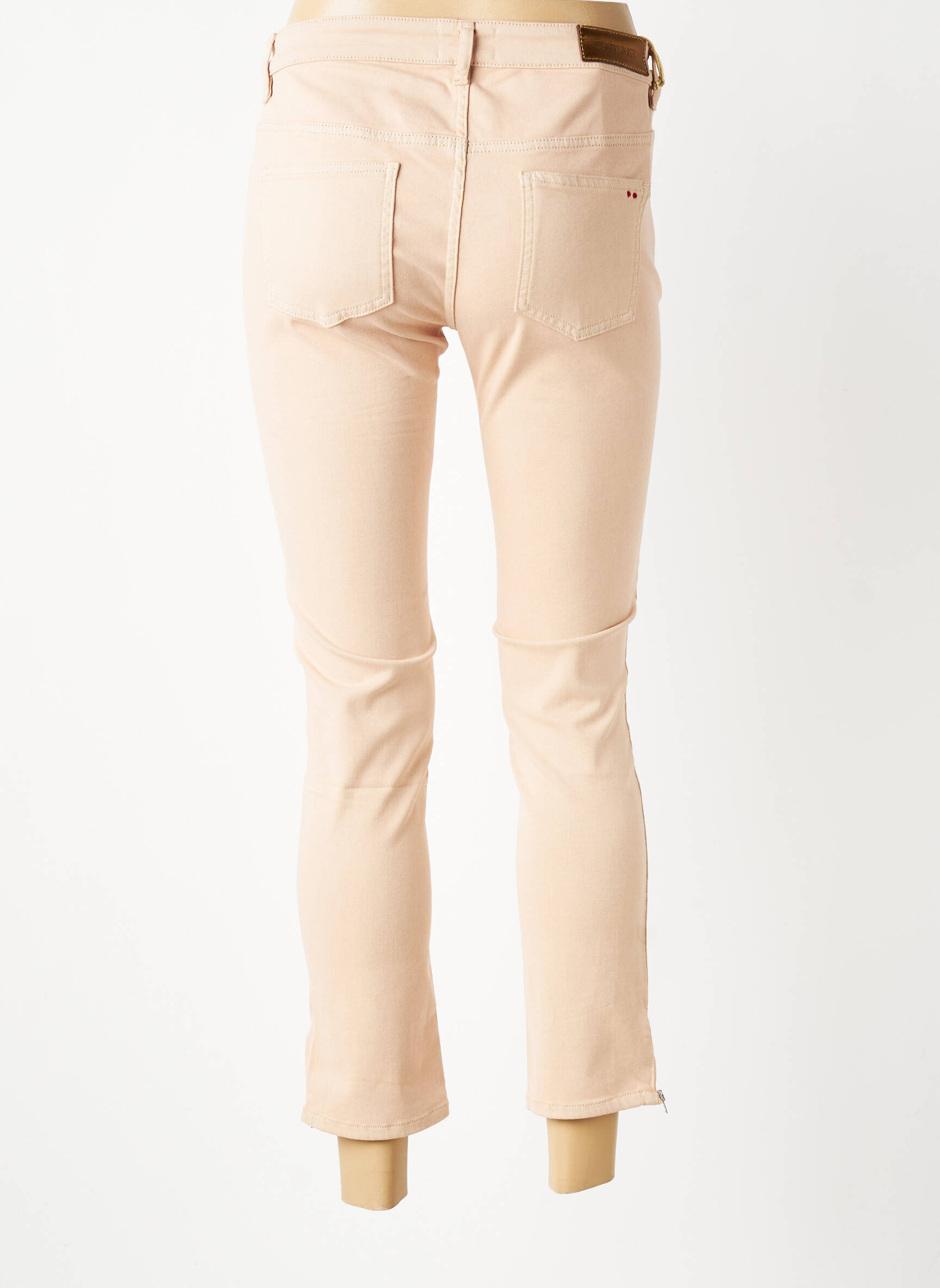 Pantalon 7/8 închidere cu fermoar sub clapetă cu nasturi bej COUTURIST femeie