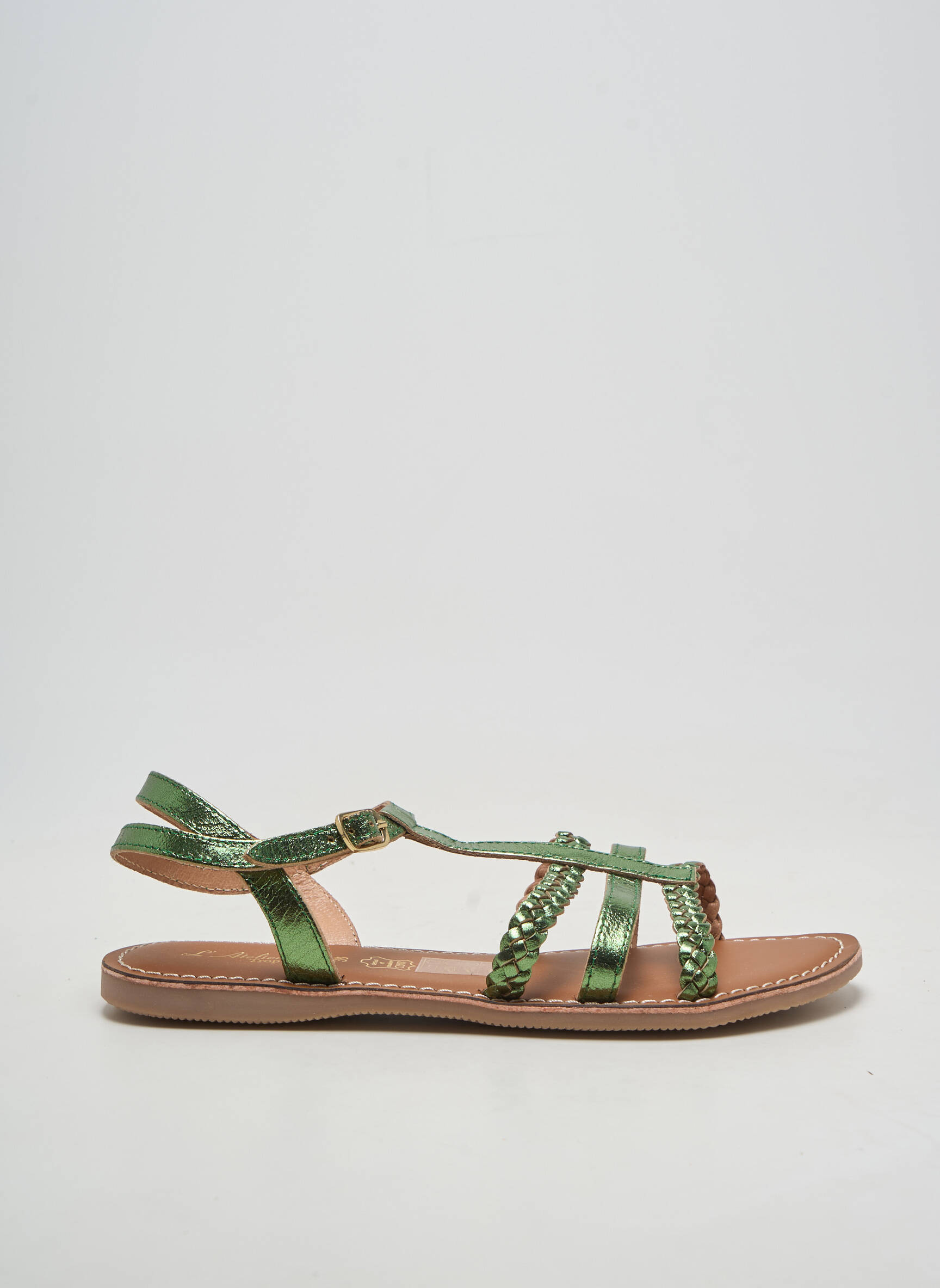 Sandale/pantofi decupați chiquet toc plat până la 3 cm verde L'ATELIER TROPÉZIEN femeie