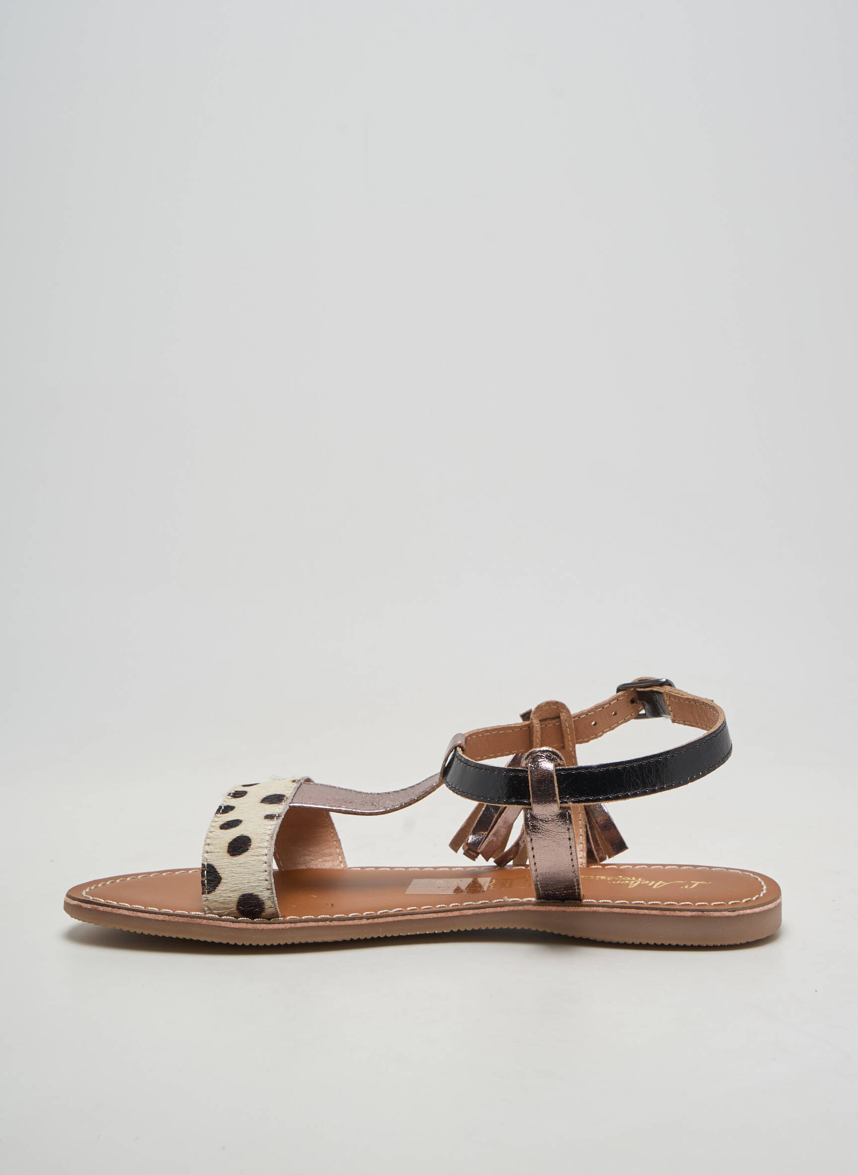 Sandale/pantofi decupați chiquet toc plat până la 3 cm negru L'ATELIER TROPÉZIEN femeie