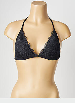 Sutien efect material satinat top triunghiuri negru VALEGE femeie