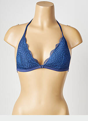 Sutien efect material satinat top triunghiuri albastru VALEGE femeie