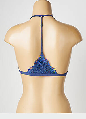 Sutien efect material satinat top triunghiuri albastru VALEGE femeie