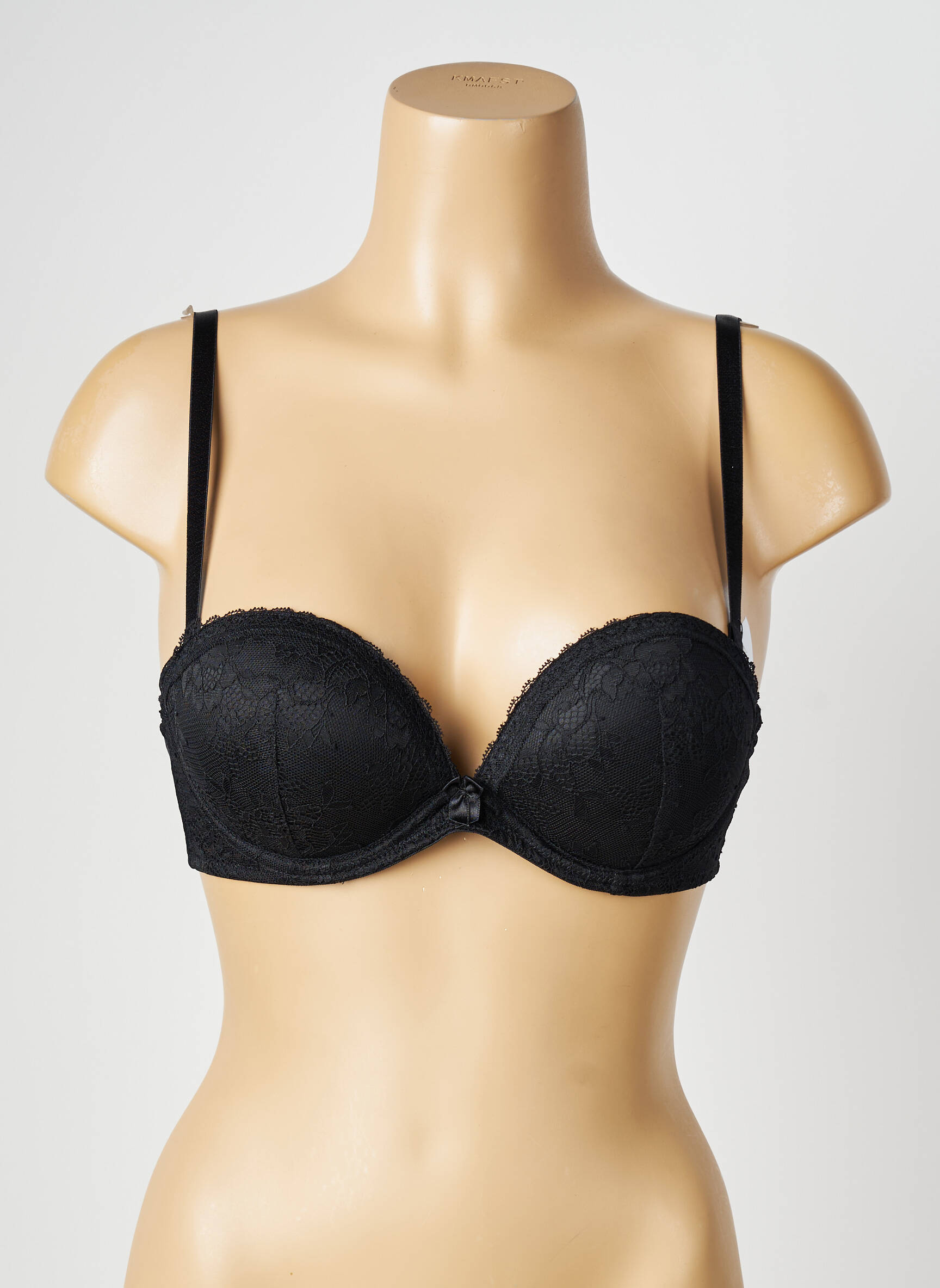 Sutien efect material satinat top sutien push-up negru VALEGE femeie