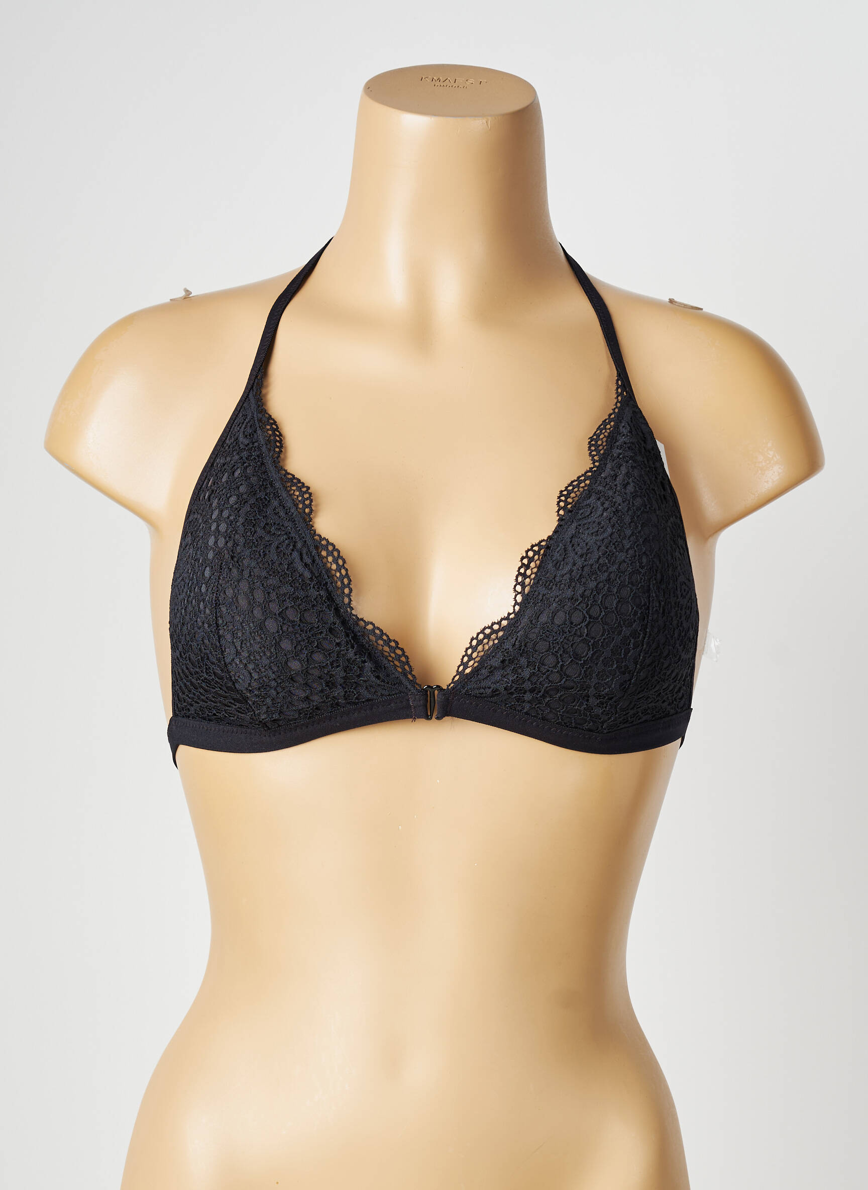 Sutien efect material satinat top triunghiuri negru VALEGE femeie