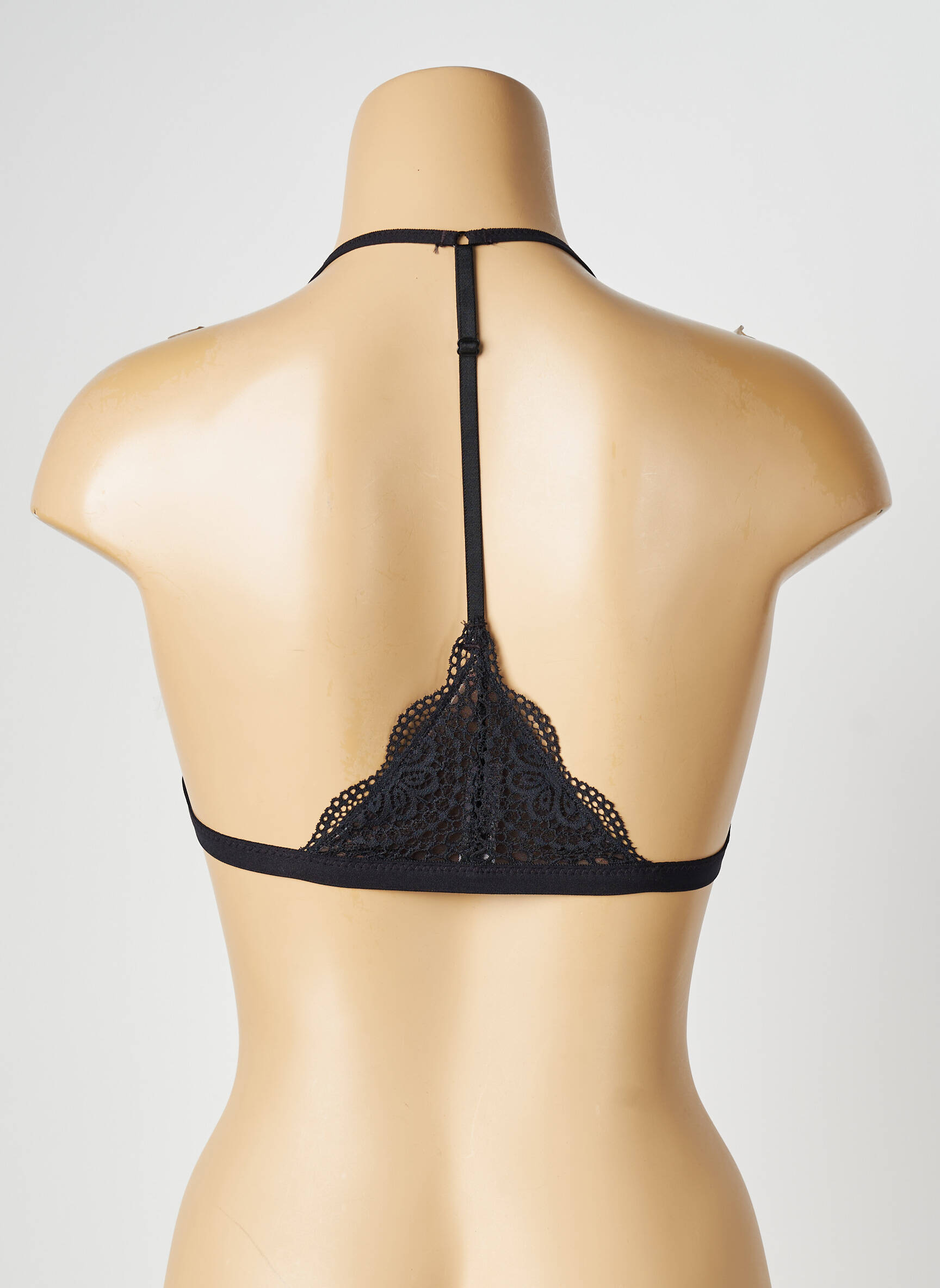 Sutien efect material satinat top triunghiuri negru VALEGE femeie