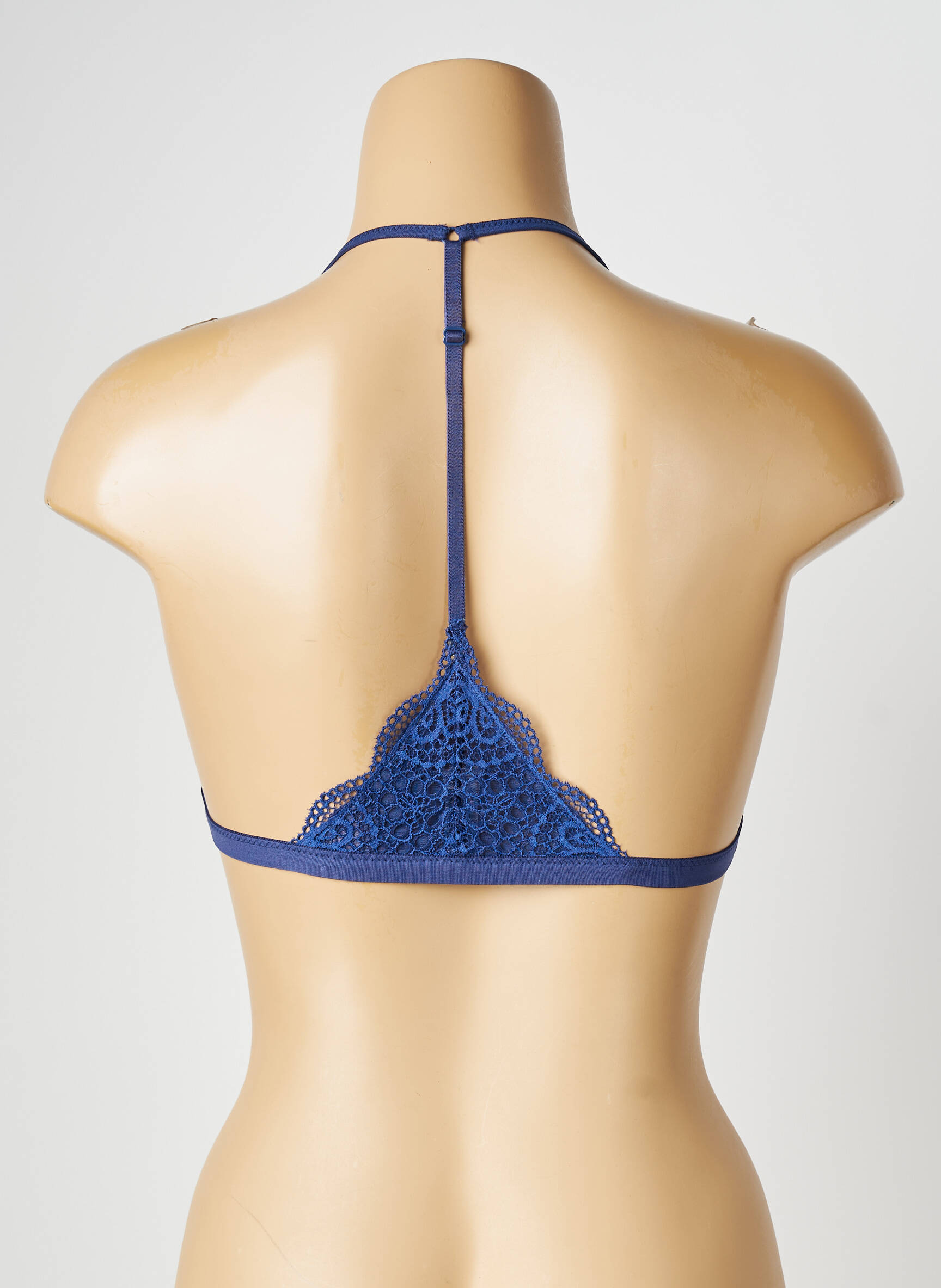 Sutien efect material satinat top triunghiuri albastru VALEGE femeie