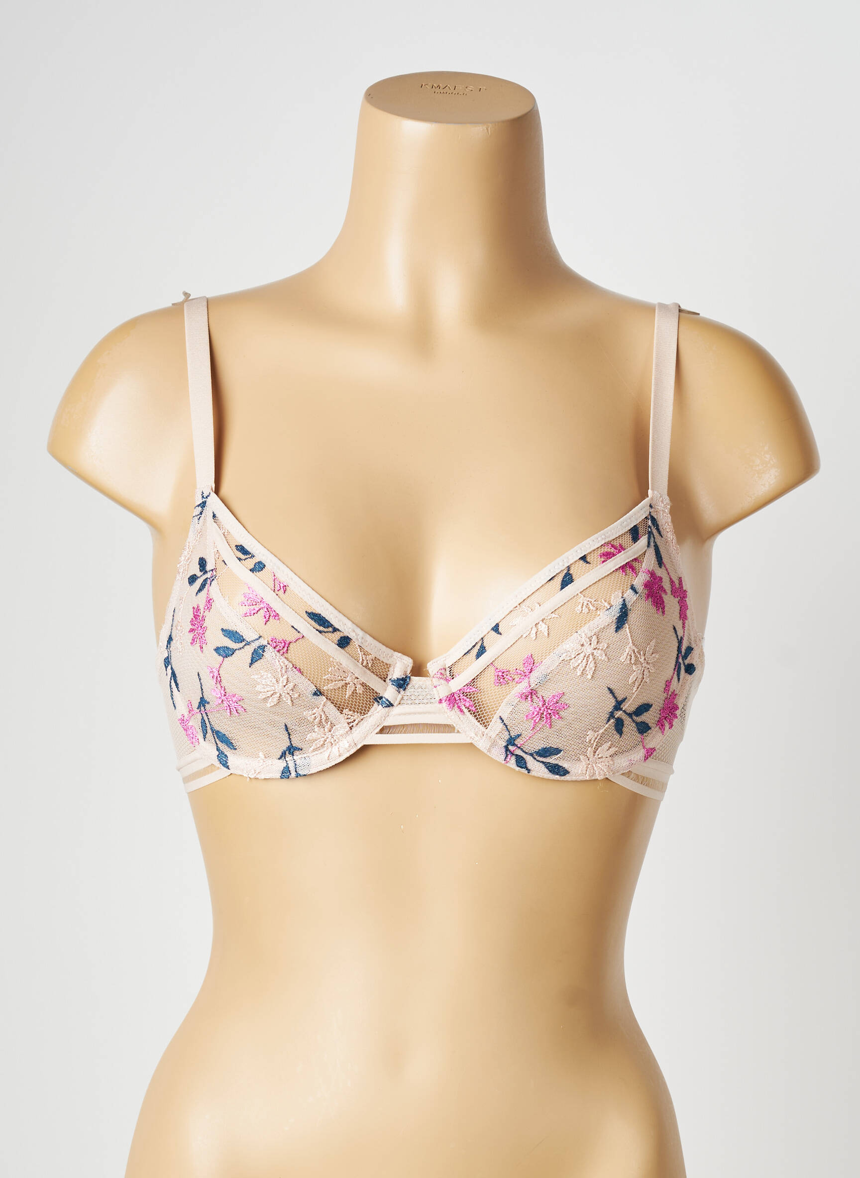 Sutien efect material satinat sutien cupe întregi cu decolteu înalt bej PASSIONATA femeie