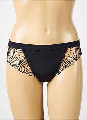 Tanga efect material satinat negru SIMONE PERELE femeie
