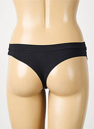 Tanga efect material satinat negru SIMONE PERELE femeie