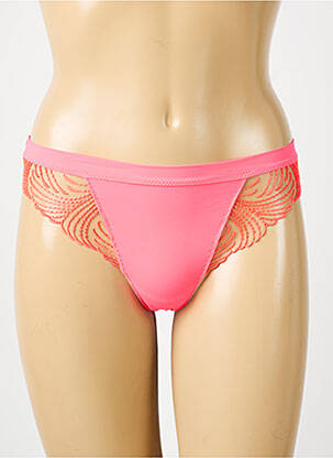 Tanga efect material satinat roz SIMONE PERELE femeie