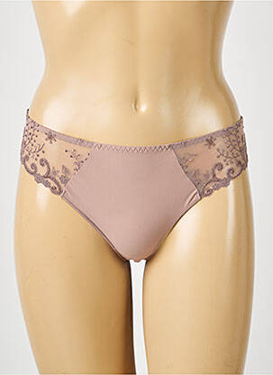 Tanga efect material satinat maro SIMONE PERELE femeie