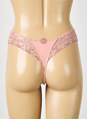 Tanga efect material satinat roz SIMONE PERELE femeie