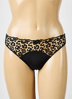 Tanga efect material satinat negru SIMONE PERELE femeie