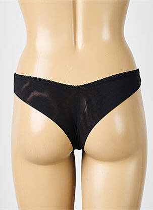 Tanga efect material satinat negru SIMONE PERELE femeie