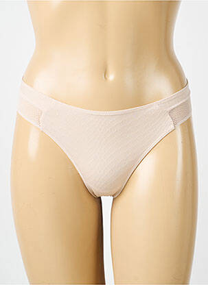 Tanga efect material satinat bej PASSIONATA femeie