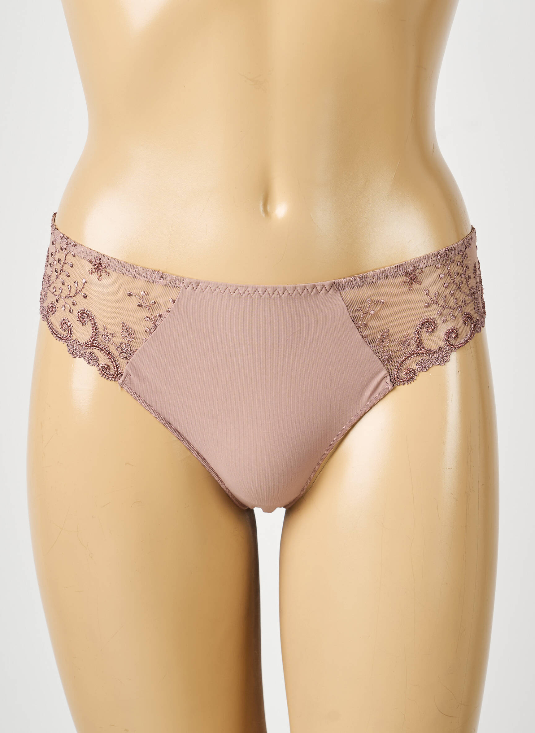 Tanga efect material satinat maro SIMONE PERELE femeie