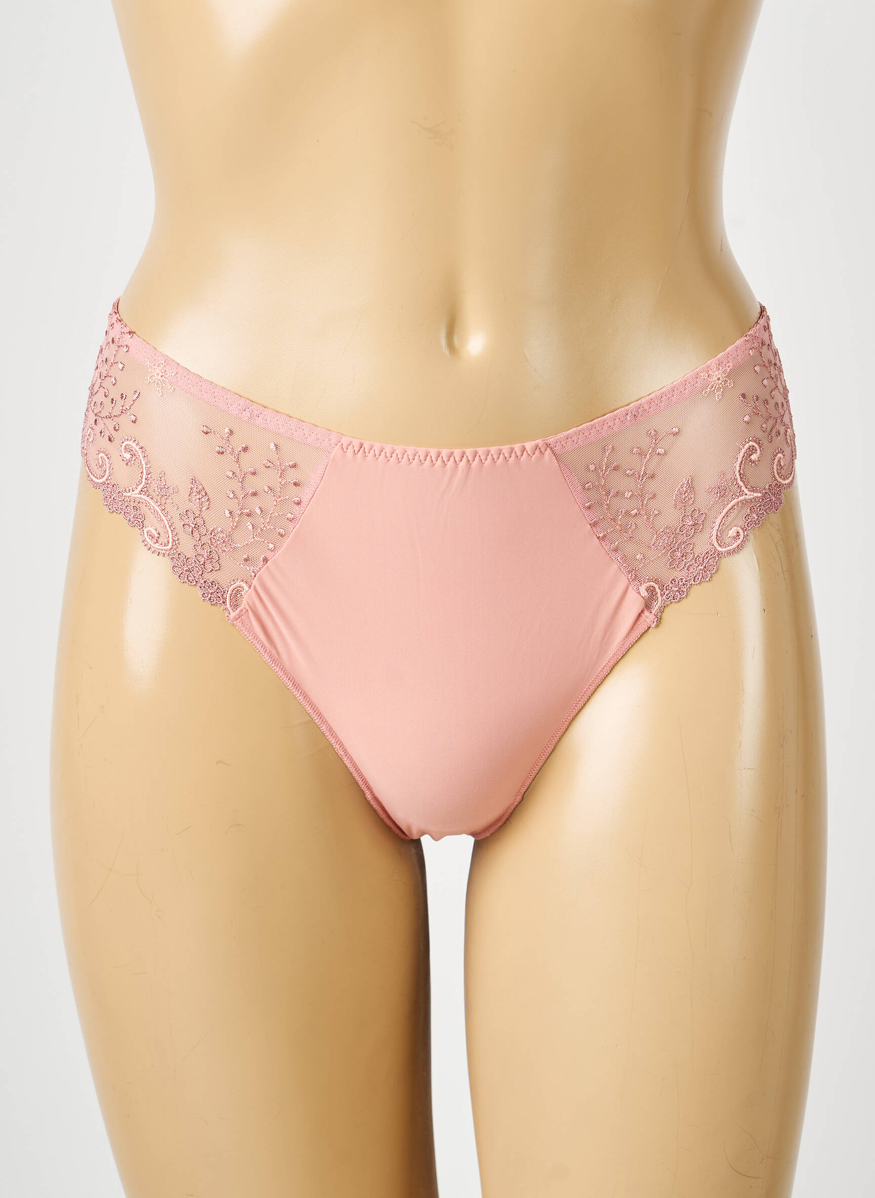 Tanga efect material satinat roz SIMONE PERELE femeie