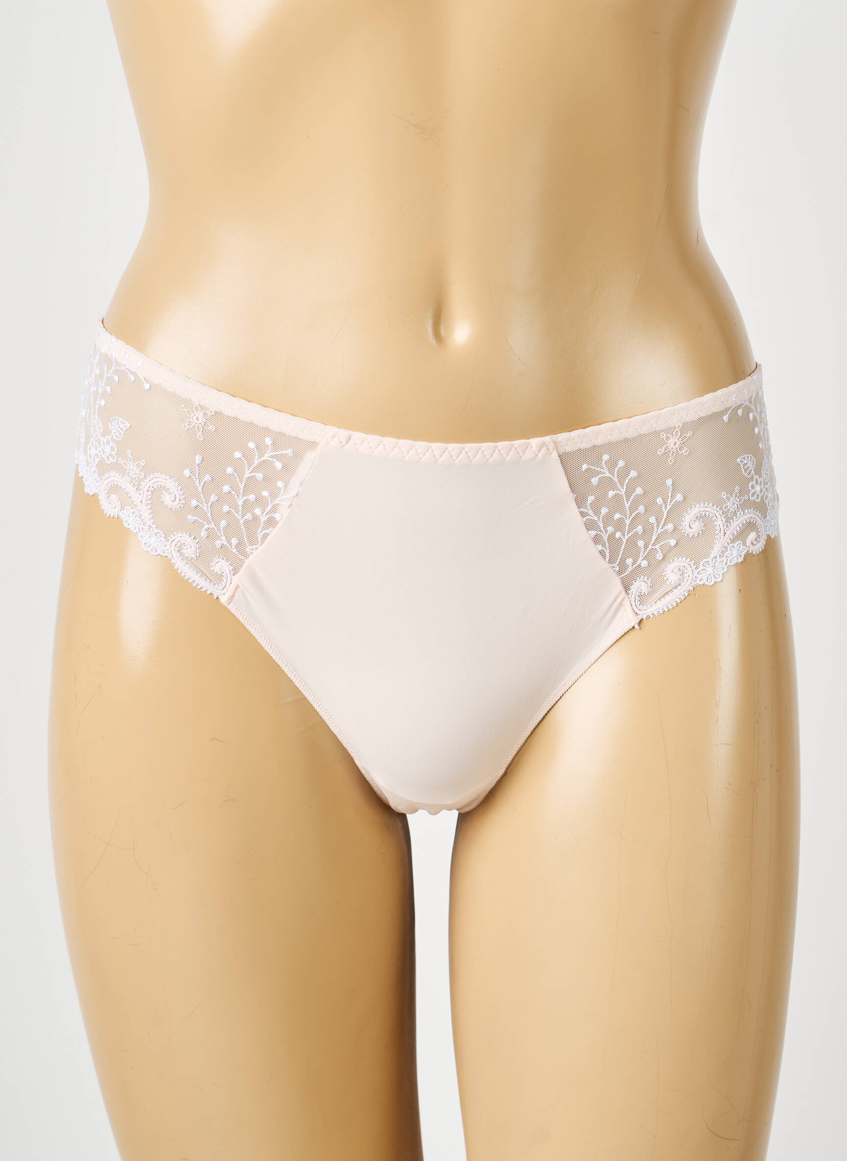 Tanga efect material satinat roz deschis SIMONE PERELE femeie
