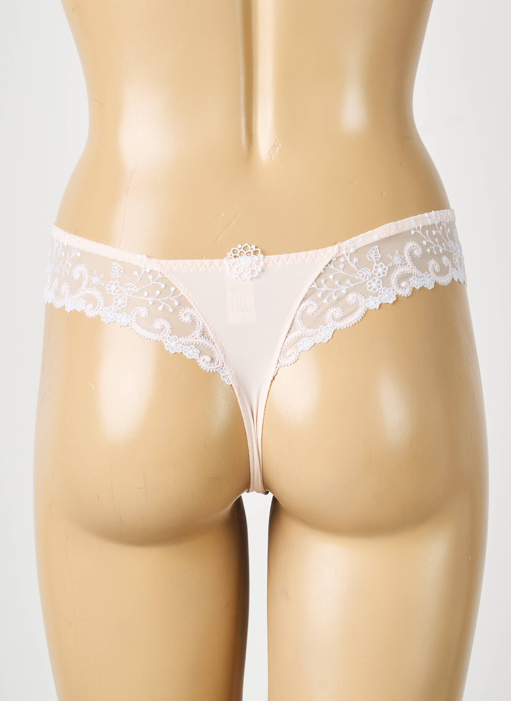 Tanga efect material satinat roz deschis SIMONE PERELE femeie