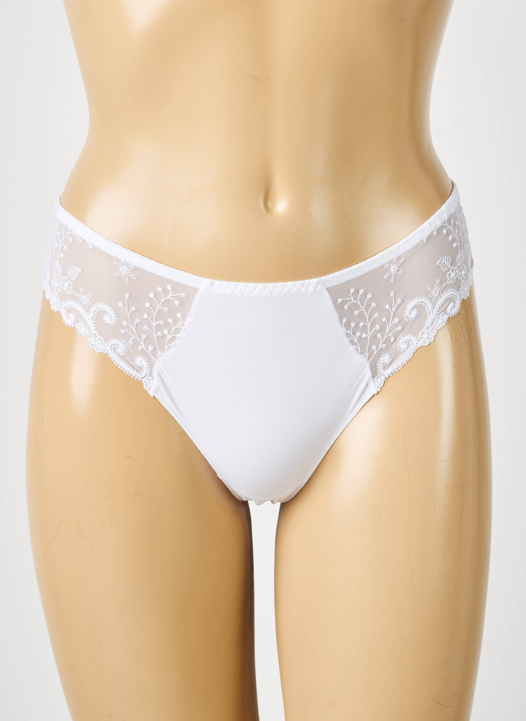 Tanga efect material satinat alb SIMONE PERELE femeie