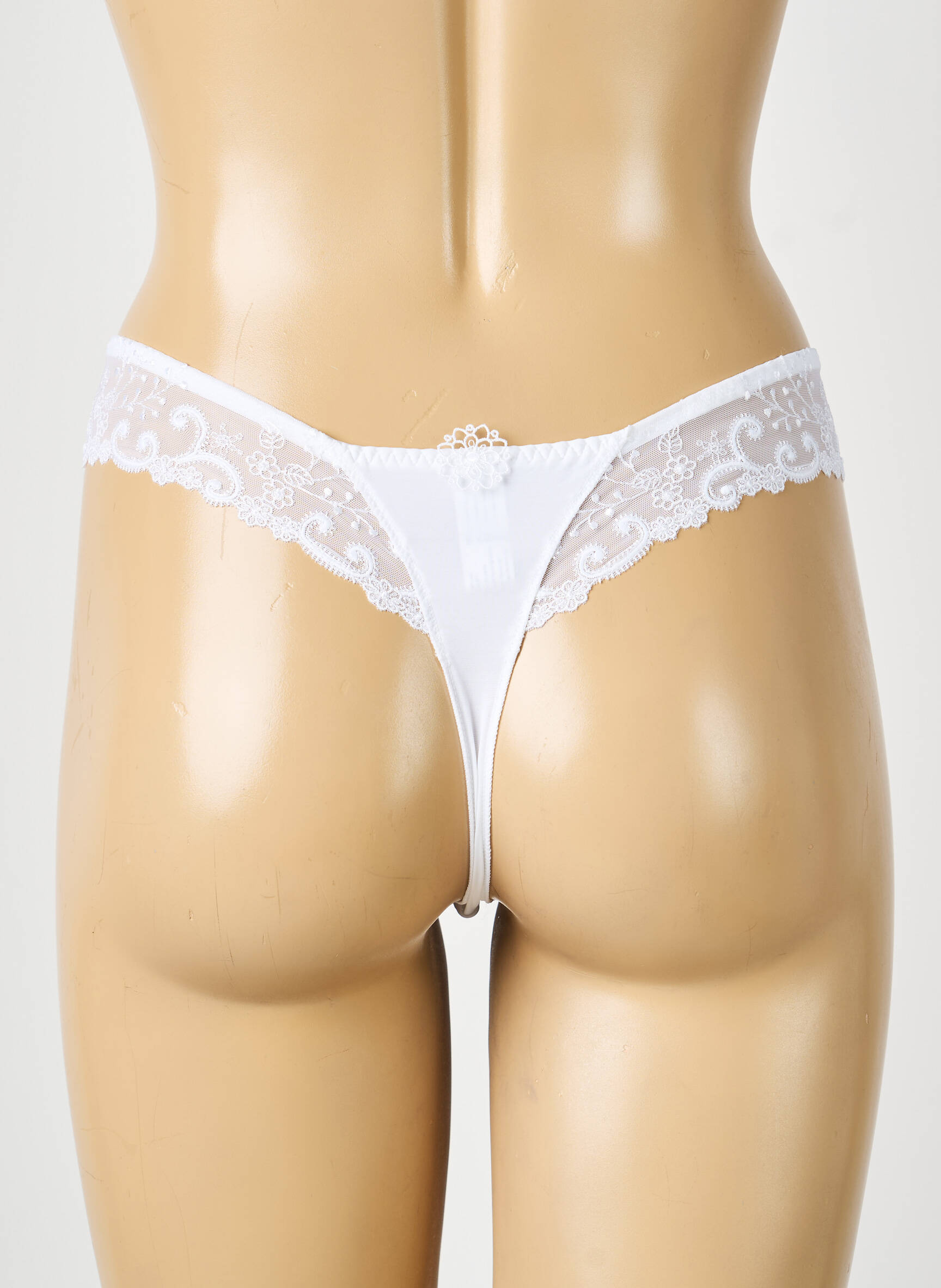 Tanga efect material satinat alb SIMONE PERELE femeie