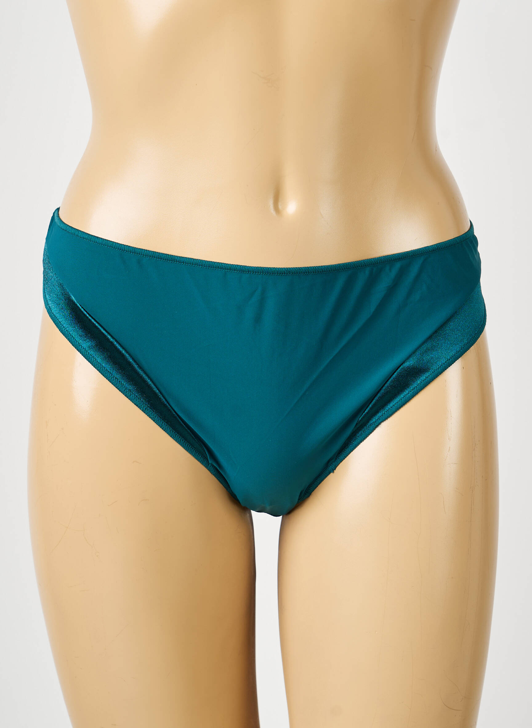 Tanga efect material satinat verde IMPLICITE femeie