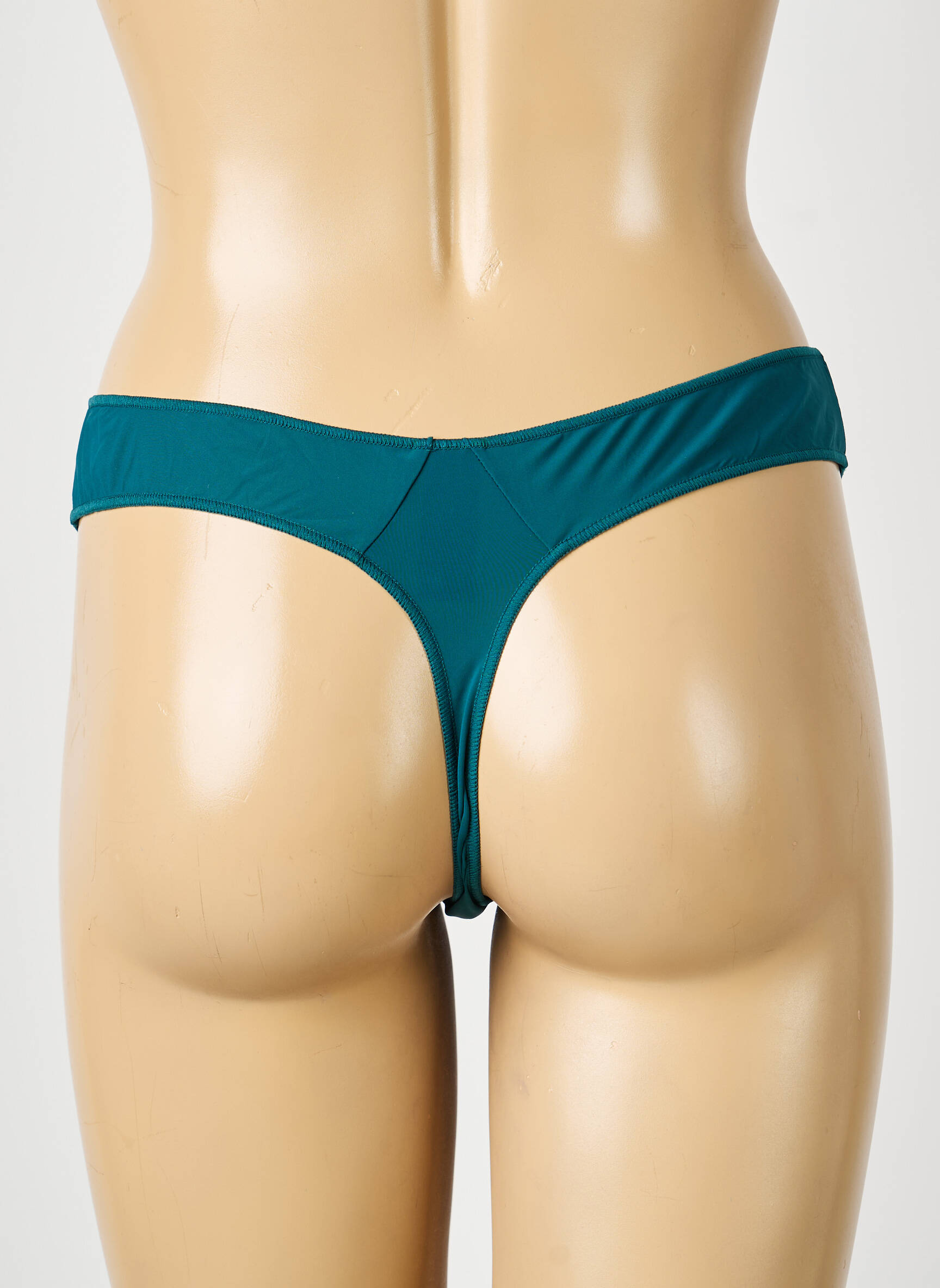 Tanga efect material satinat verde IMPLICITE femeie