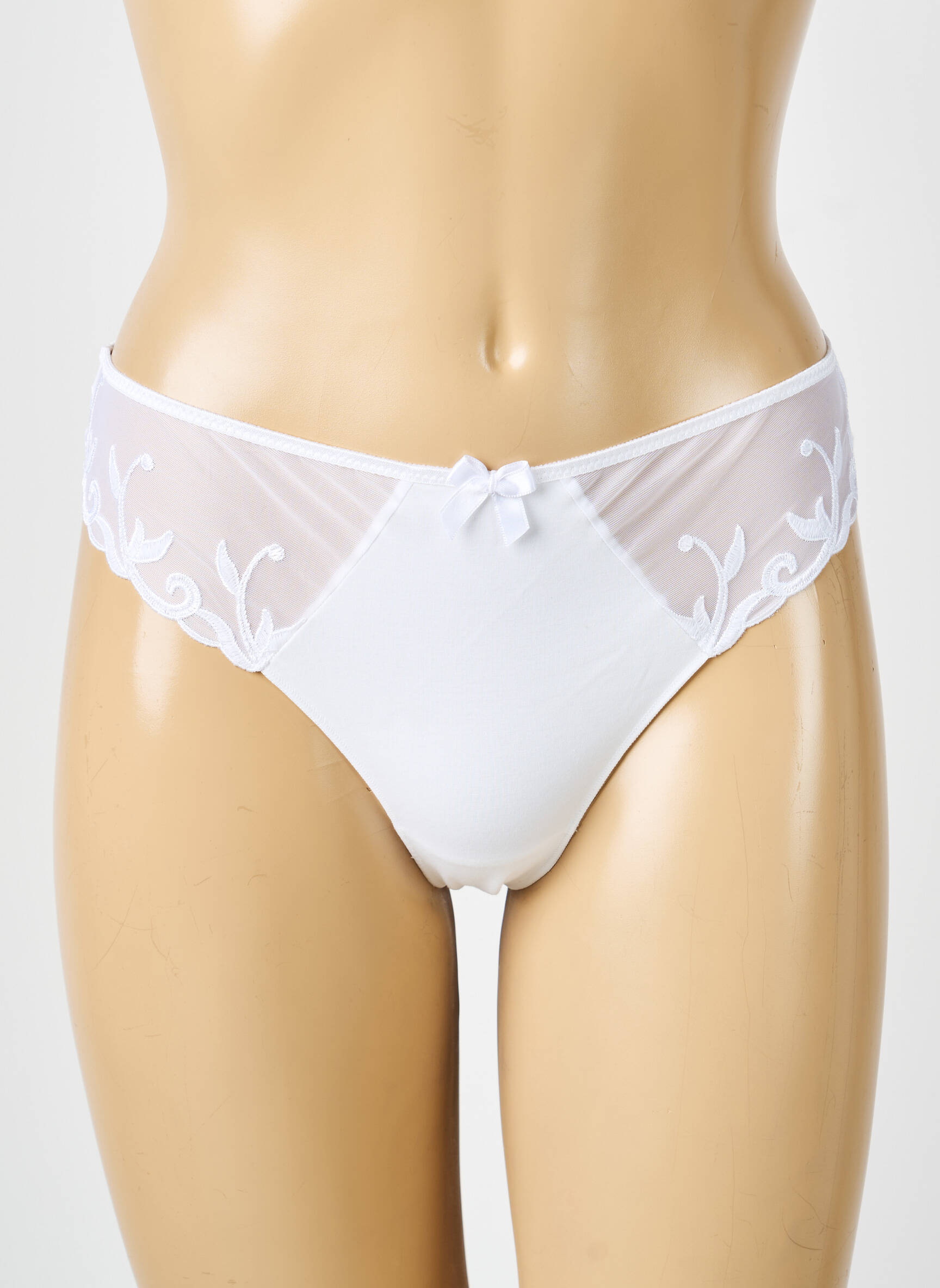 Tanga efect material satinat alb SIMONE PERELE femeie