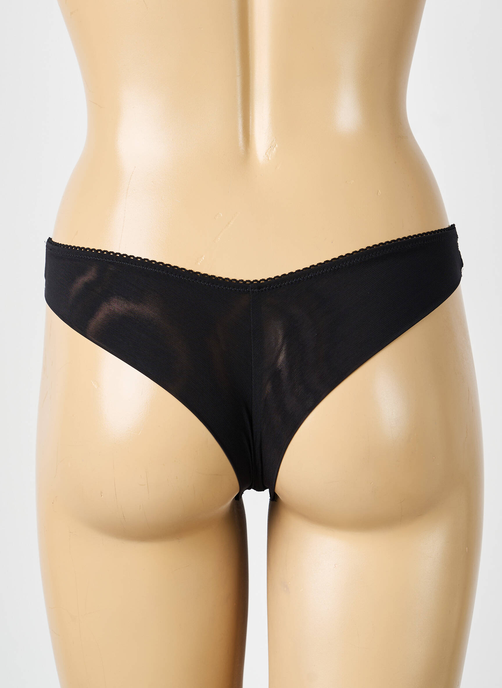 Tanga efect material satinat negru SIMONE PERELE femeie