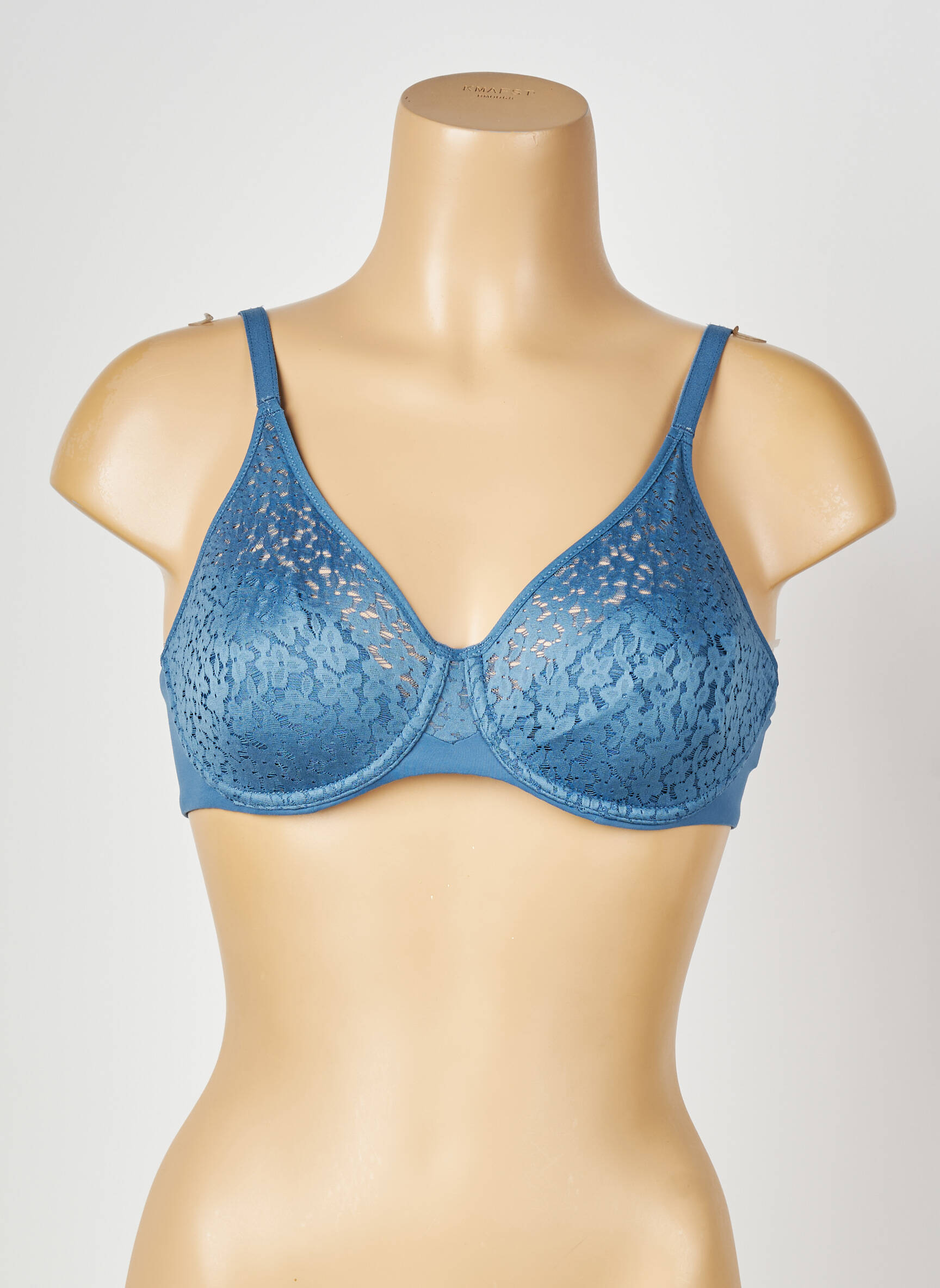 Sutien efect material satinat sutien cupe întregi cu decolteu înalt albastru CHANTELLE femeie