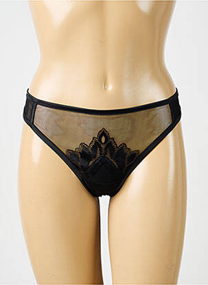 Tanga efect material satinat negru IMPLICITE femeie