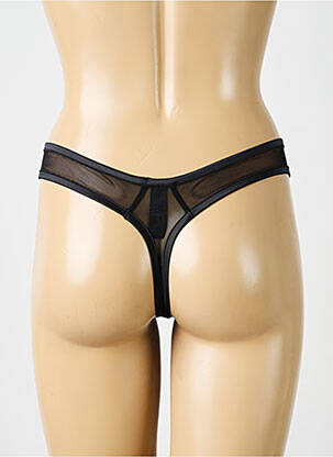 Tanga efect material satinat negru IMPLICITE femeie