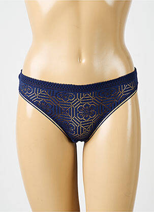 Tanga efect material satinat albastru SIMONE PERELE femeie