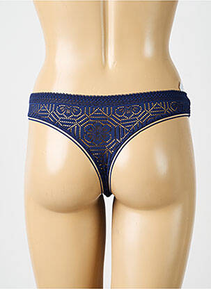 Tanga efect material satinat albastru SIMONE PERELE femeie