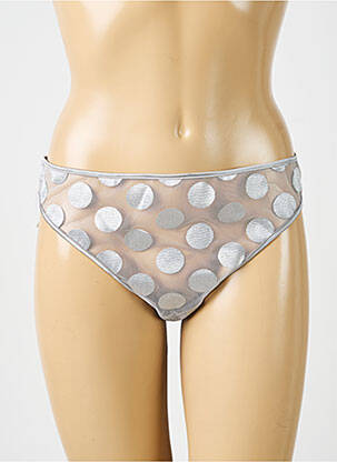 Tanga efect material satinat gri SIMONE PERELE femeie