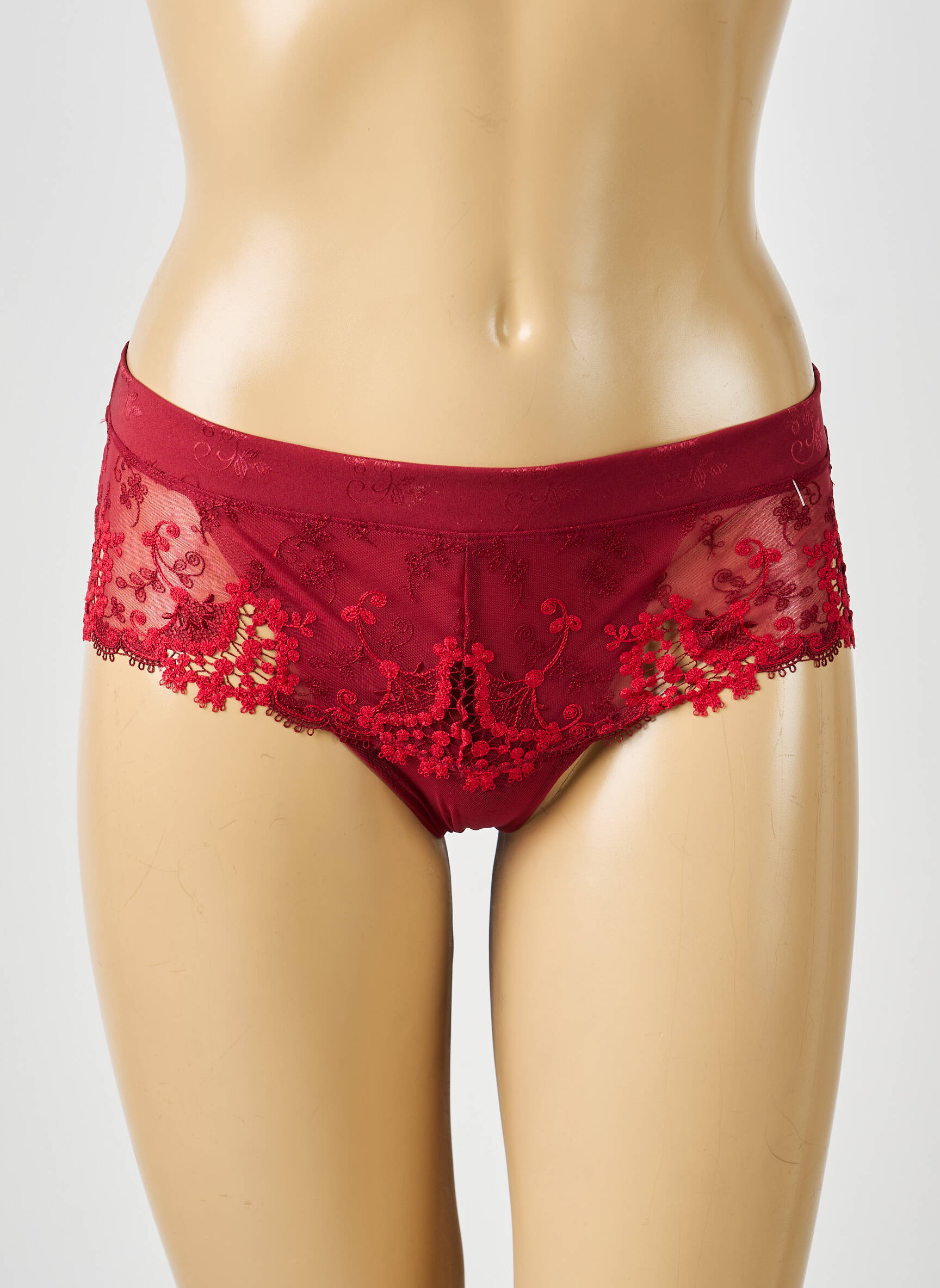 Shorty efect material satinat roșu SIMONE PERELE femeie