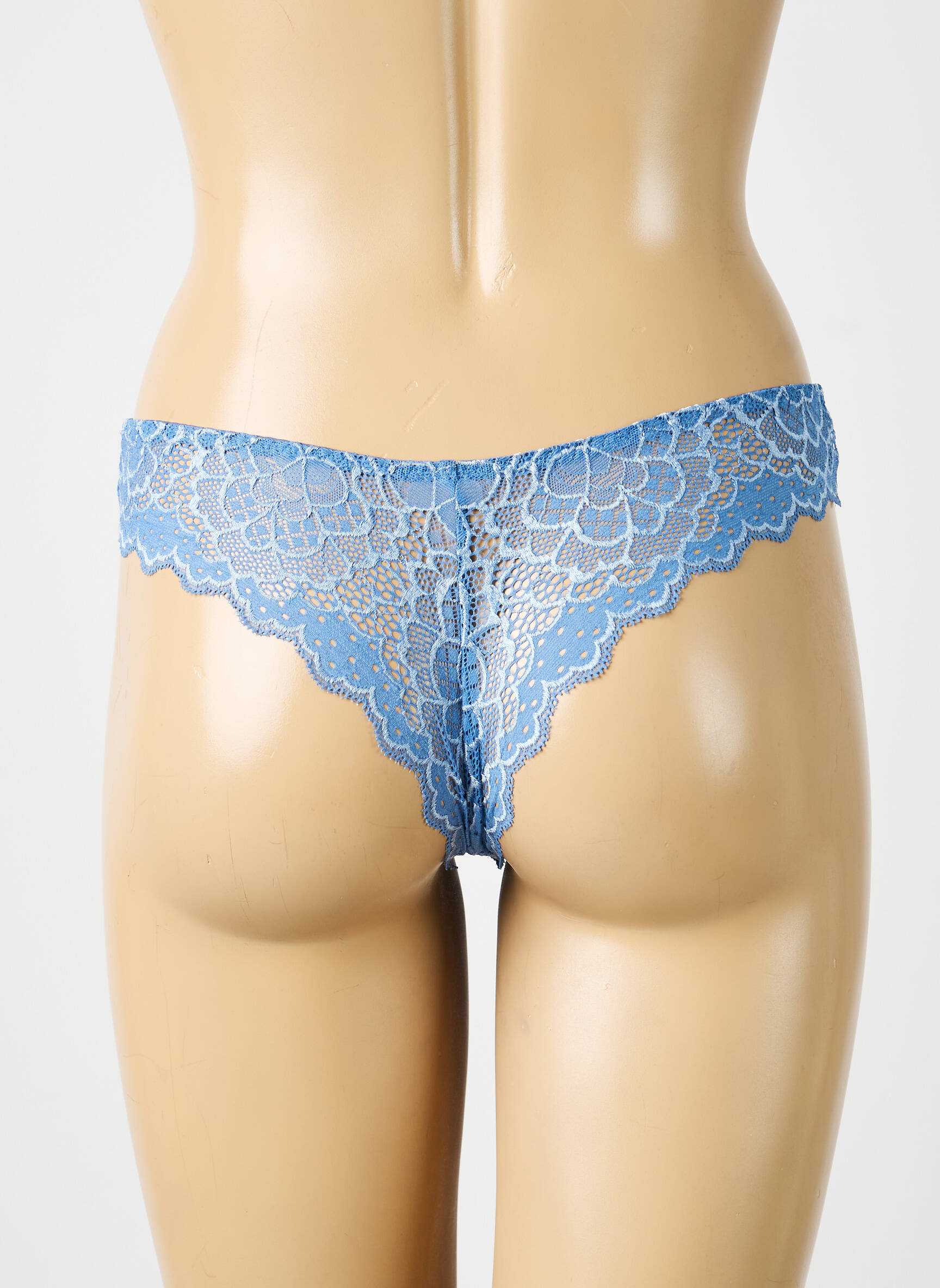 Tanga efect material satinat albastru SIMONE PERELE femeie