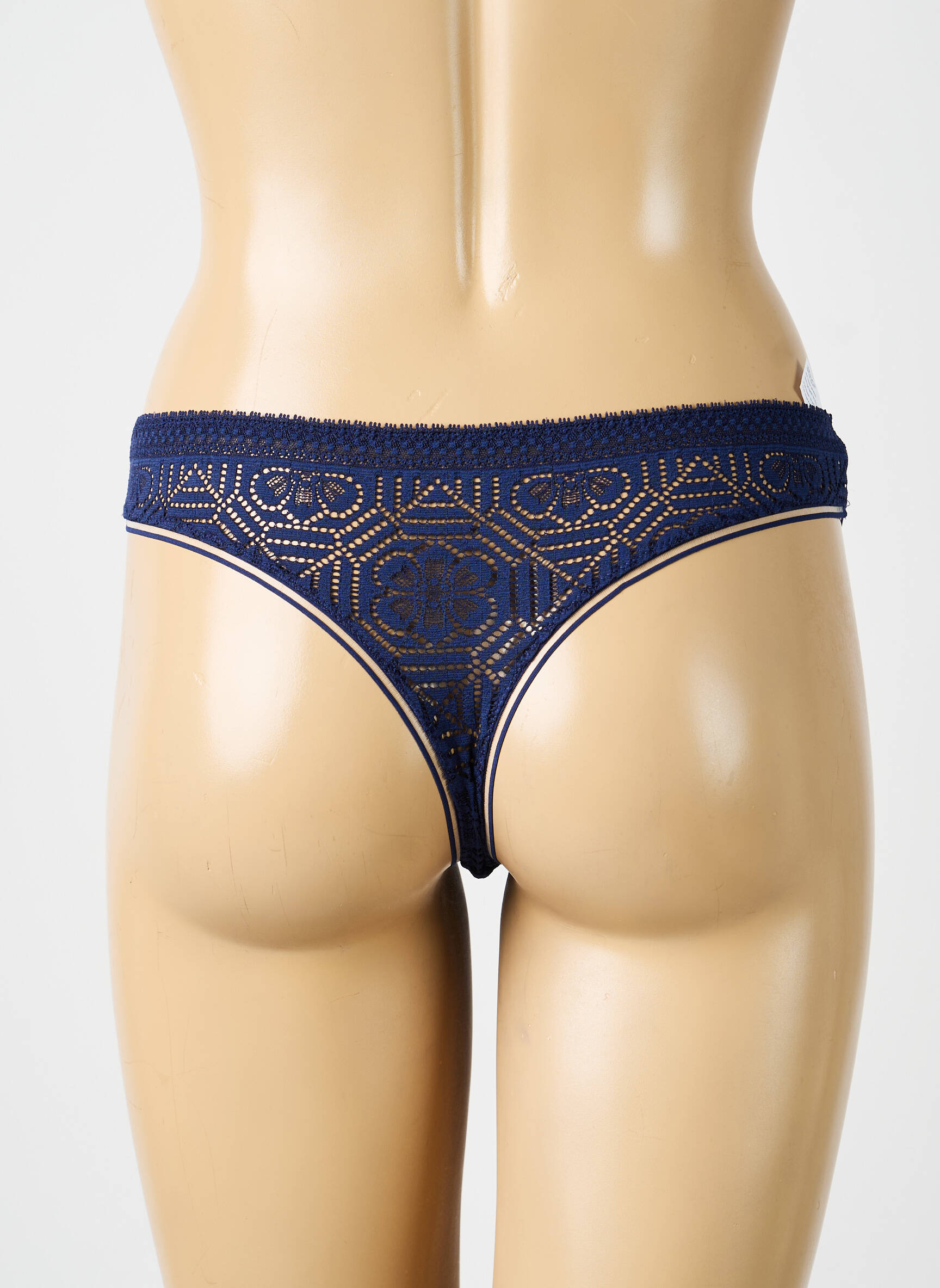 Tanga efect material satinat albastru SIMONE PERELE femeie
