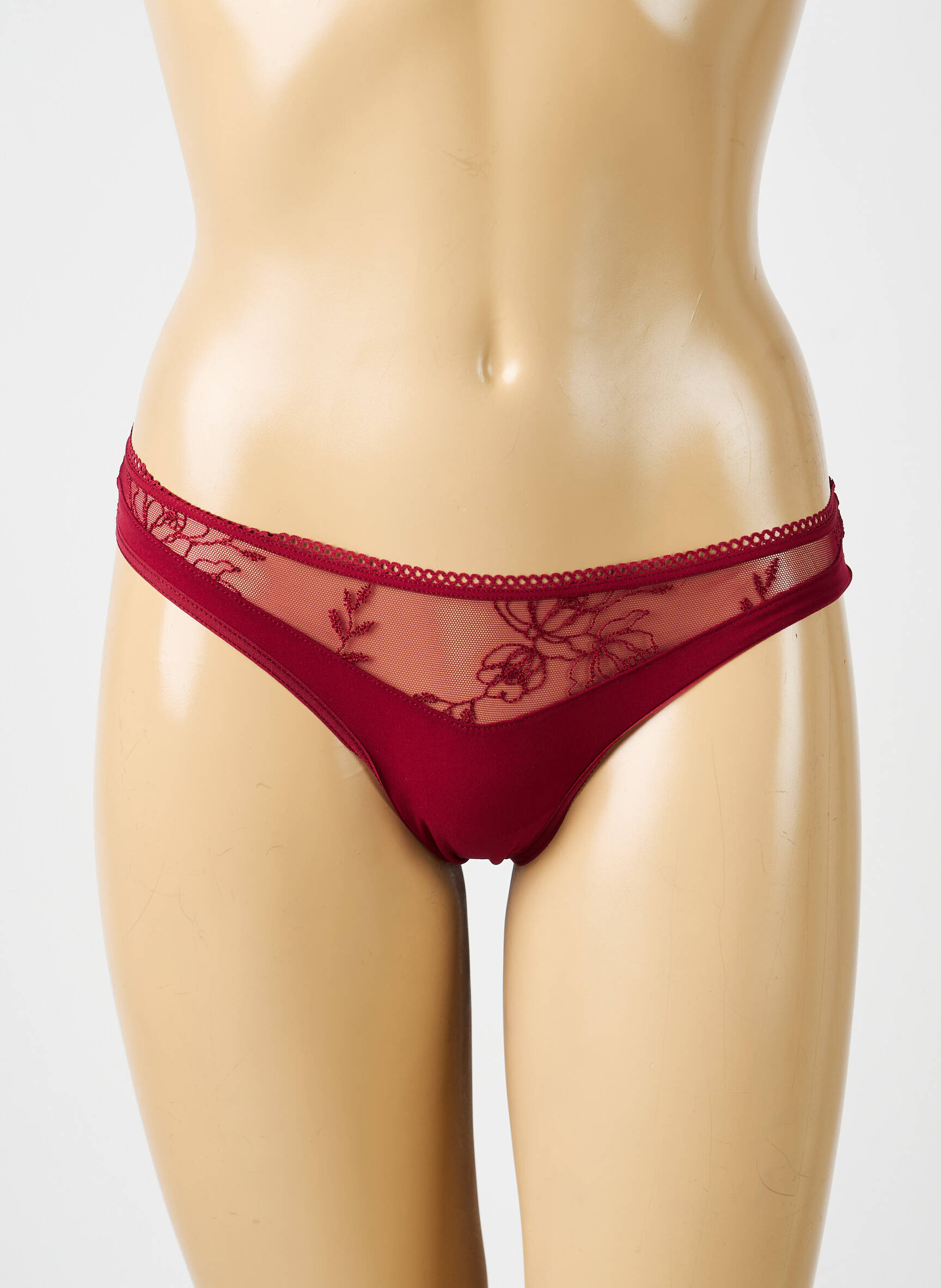 Tanga efect material satinat roșu PASSIONATA femeie