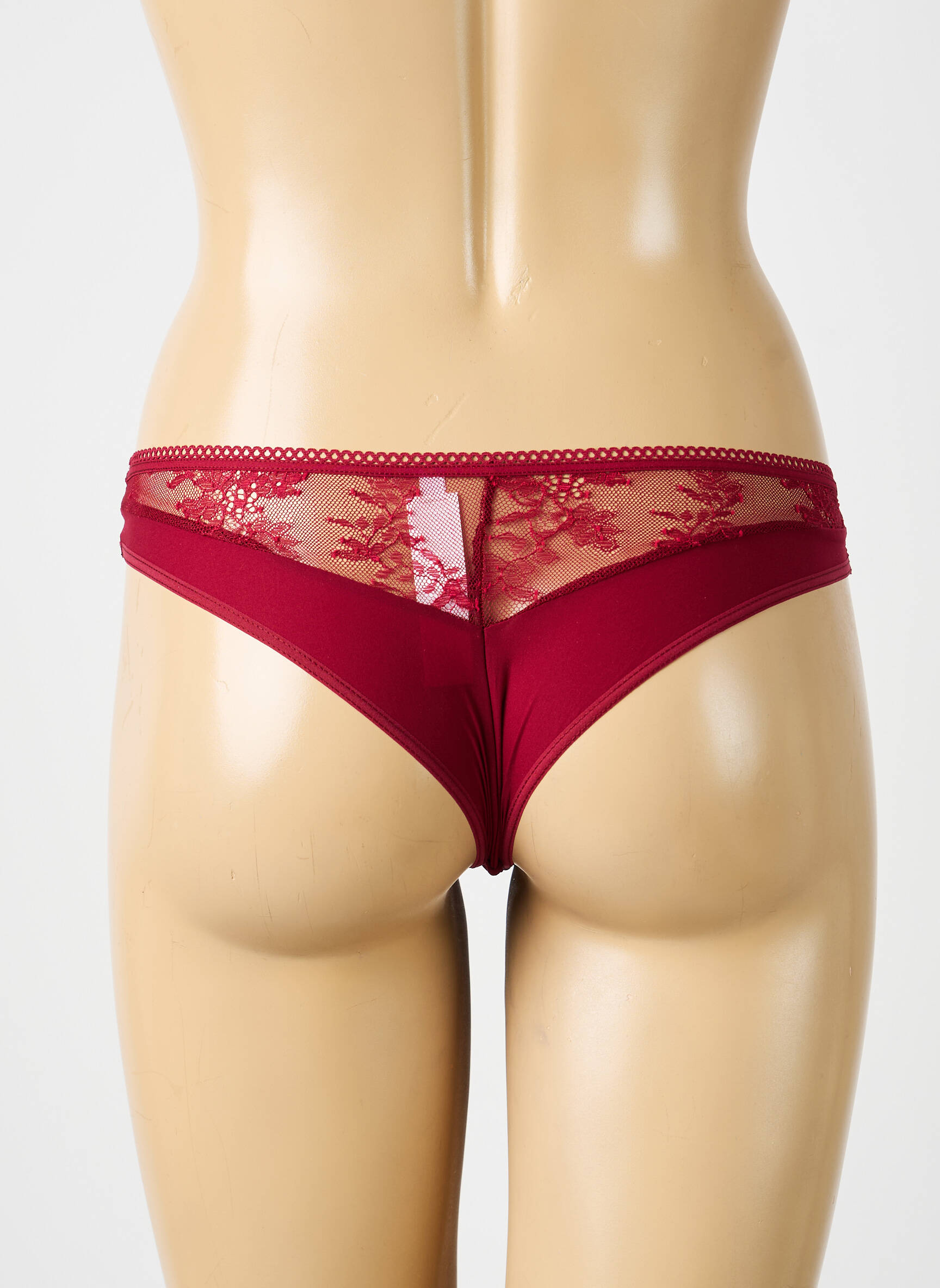 Tanga efect material satinat roșu PASSIONATA femeie