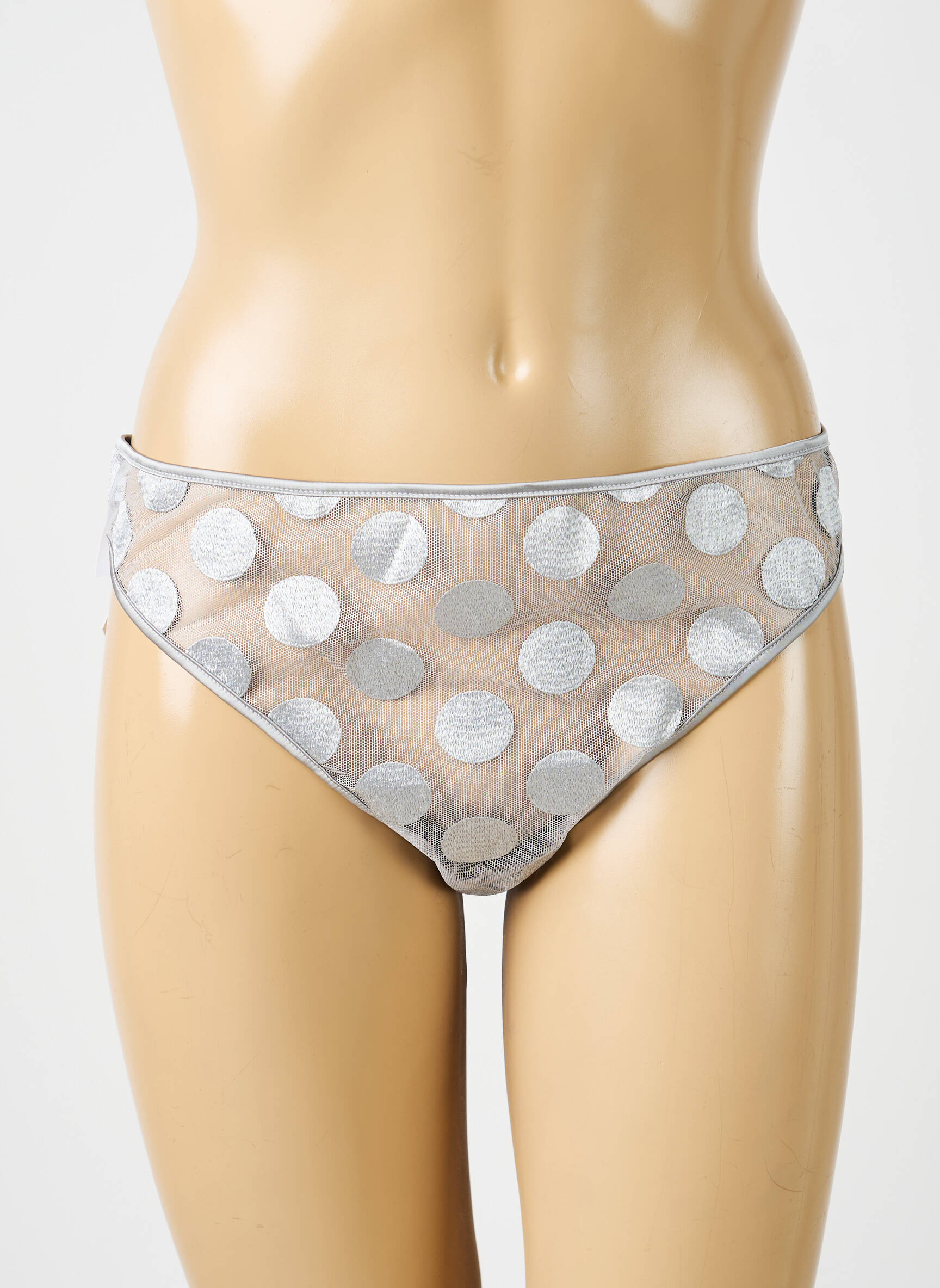 Tanga efect material satinat gri SIMONE PERELE femeie