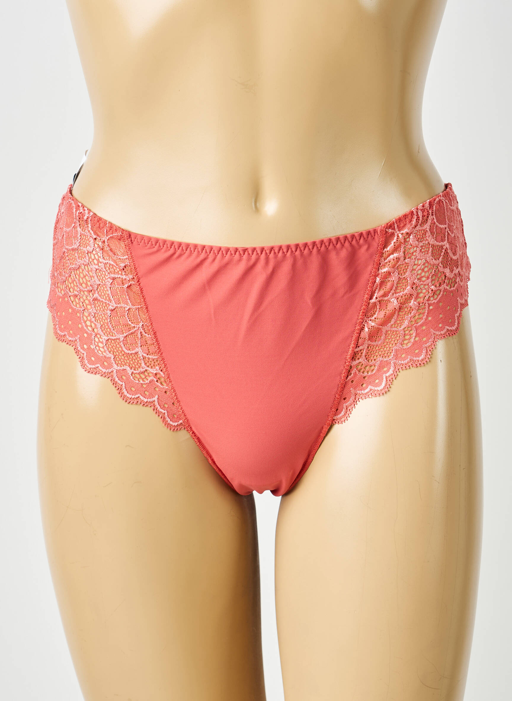 Tanga efect material satinat portocalie SIMONE PERELE femeie
